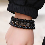 3Pcs/Sets Matte Stoned Bracelet