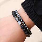 3Pcs/Sets Matte Stoned Bracelet