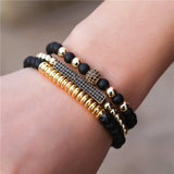 3Pcs/Sets Matte Stoned Bracelet