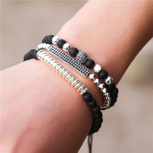 3Pcs/Sets Matte Stoned Bracelet