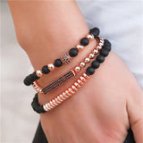 3Pcs/Sets Matte Stoned Bracelet