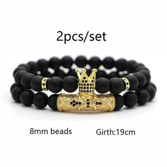 2Pcs/Set Matte Natural Stone Bracelets