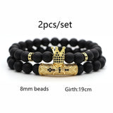 2Pcs/Set Matte Natural Stone Bracelets