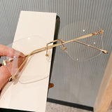 Salutami Rimless Square Anti-blue Light Glasses